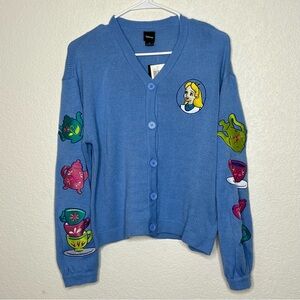 Disney Alice in Wonderland Blue Teacups Cardigan Disneyland XS New